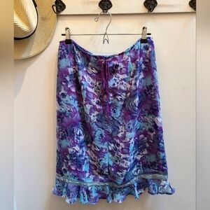 Groggy Urban Legend Y2K Floral Skirt in Blue/Purple - Size M